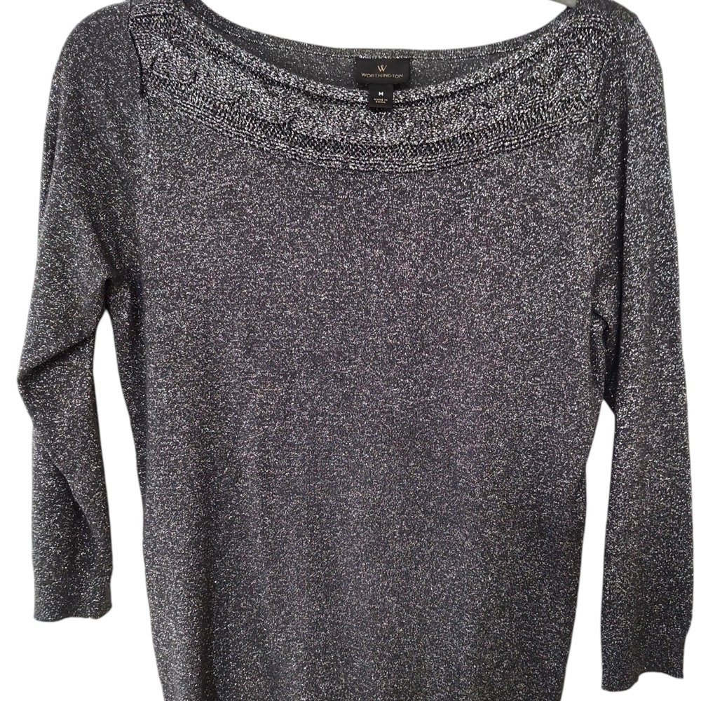 NWOT Worthington Metallic Black Sweater